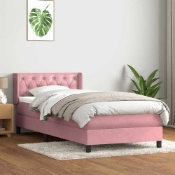 Sommier à lattes de lit avec matelas rose 80x210 cm velours 