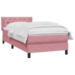 Sommier à lattes de lit avec matelas rose 80x210 cm velours 
