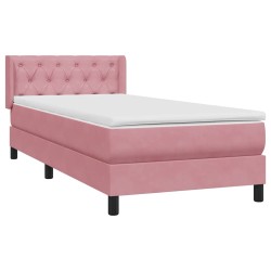 Sommier à lattes de lit avec matelas rose 80x210 cm velours 