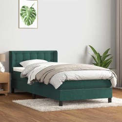 Sommier à lattes de lit et matelas vert foncé 90x210 cm velours 