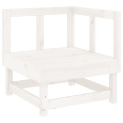Salon de jardin 7 pcs Blanc Bois de pin massif 