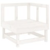 Salon de jardin 7 pcs Blanc Bois de pin massif 