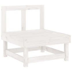 Salon de jardin 7 pcs Blanc Bois de pin massif 