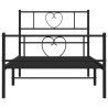 Cadre de lit métal sans matelas avec pied de lit noir 107x203cm 