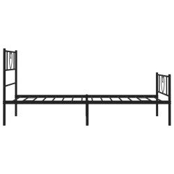 Cadre de lit métal sans matelas avec pied de lit noir 107x203cm 