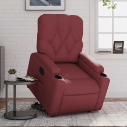 Fauteuil inclinable électrique rouge bordeaux similicuir 