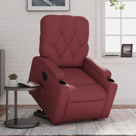Fauteuil inclinable électrique rouge bordeaux similicuir 