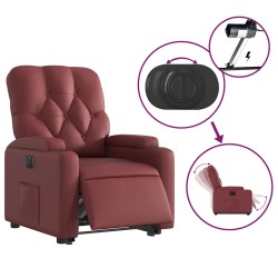 Fauteuil inclinable électrique rouge bordeaux similicuir 
