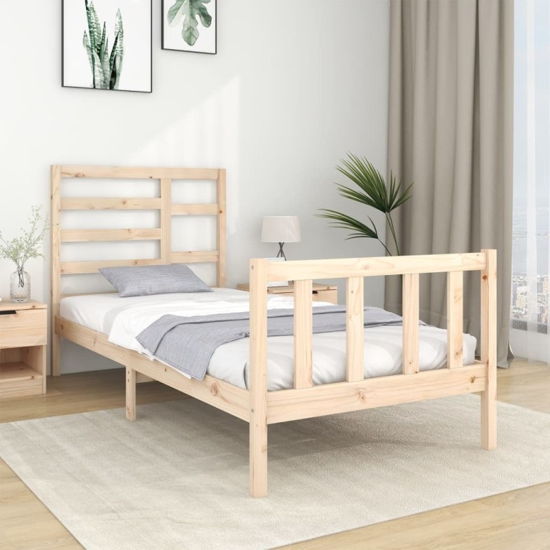 Cadre de lit sans matelas bois massif 75x190 cm 