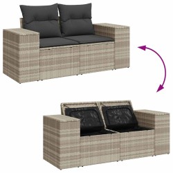 Salon de jardin 5 pcs avec coussins gris clair résine tressée 