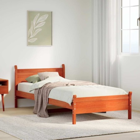 Cadre de lit sans matelas cire marron 75x190 cm bois pin massif 