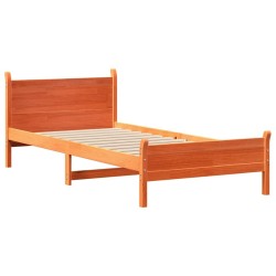 Cadre de lit sans matelas cire marron 75x190 cm bois pin massif 