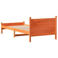 Cadre de lit sans matelas cire marron 75x190 cm bois pin massif 