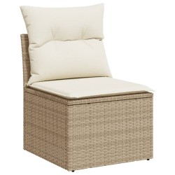 Salon de jardin avec coussins 6 pcs beige résine tressée 