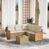 Salon de jardin avec coussins 6 pcs beige résine tressée 