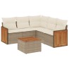 Salon de jardin avec coussins 6 pcs beige résine tressée 