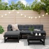 Salon de jardin 5 pcs noir bois massif de pin 