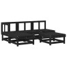 Salon de jardin 5 pcs noir bois massif de pin 