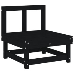 Salon de jardin 5 pcs noir bois massif de pin 