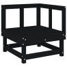 Salon de jardin 5 pcs noir bois massif de pin 