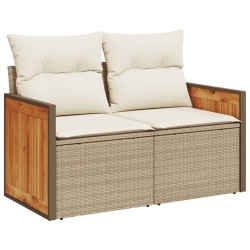 Salon de jardin avec coussins 6 pcs beige résine tressée 