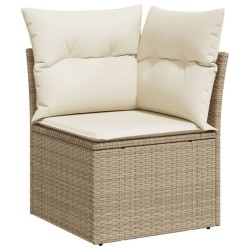 Salon de jardin avec coussins 6 pcs beige résine tressée 