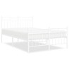 Cadre de lit métal sans matelas et pied de lit blanc 120x190 cm 