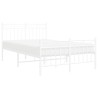 Cadre de lit métal sans matelas et pied de lit blanc 120x190 cm 