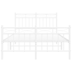 Cadre de lit métal sans matelas et pied de lit blanc 120x190 cm 