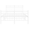 Cadre de lit métal sans matelas et pied de lit blanc 120x190 cm 