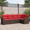 Salon de jardin avec coussins 5 pcs marron résine tressée 