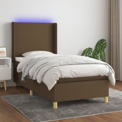 Sommier à lattes de lit matelas LED Marron foncé 80x200cm Tissu 