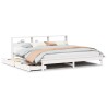 Lit bibliothèque sans matelas blanc 200x200 cm bois pin massif 