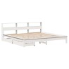 Lit bibliothèque sans matelas blanc 200x200 cm bois pin massif 