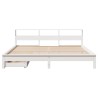 Lit bibliothèque sans matelas blanc 200x200 cm bois pin massif 