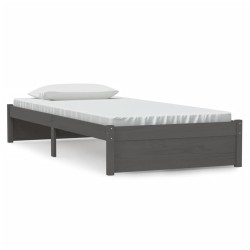 Cadre de lit sans matelas gris bois massif 90x200 cm 