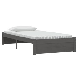 Cadre de lit sans matelas gris bois massif 90x200 cm 