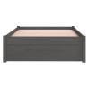 Cadre de lit sans matelas gris bois massif 90x200 cm 