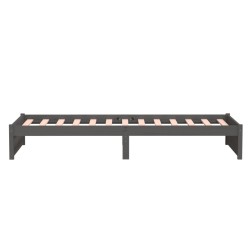 Cadre de lit sans matelas gris bois massif 90x200 cm 