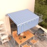 Auvent rétractable automatique avec store 3x2,5 m Bleu et blanc 