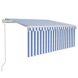Auvent rétractable automatique avec store 3x2,5 m Bleu et blanc 