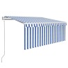 Auvent rétractable automatique avec store 3x2,5 m Bleu et blanc 