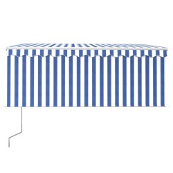 Auvent rétractable automatique avec store 3x2,5 m Bleu et blanc 