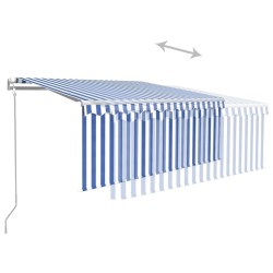 Auvent rétractable automatique avec store 3x2,5 m Bleu et blanc 