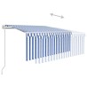 Auvent rétractable automatique avec store 3x2,5 m Bleu et blanc 