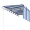 Auvent rétractable automatique avec store 3x2,5 m Bleu et blanc 