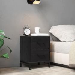 Table de chevet Noir 36x30x45 cm Bois de pin massif 