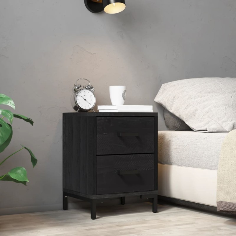 Table de chevet Noir 36x30x45 cm Bois de pin massif Table de chevet Noir 36x30x45 cm Bois de pin massif