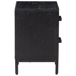 Table de chevet Noir 36x30x45 cm Bois de pin massif 