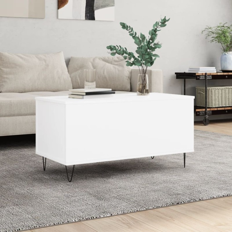 Table basse Blanc 90x44,5x45 cm Bois d'ingénierie 